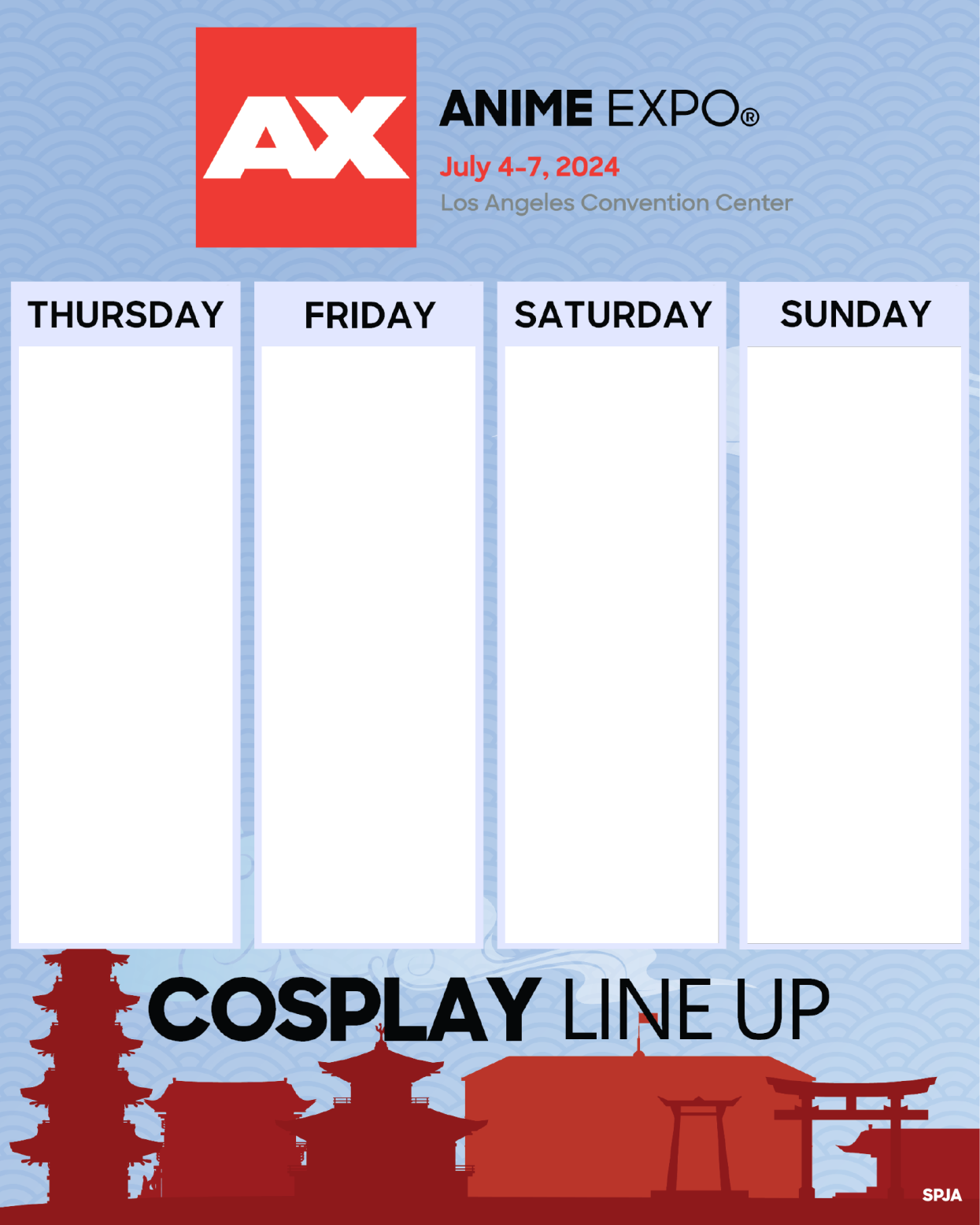 AX2024 Cosplay Line Up Template0101 Anime Expo