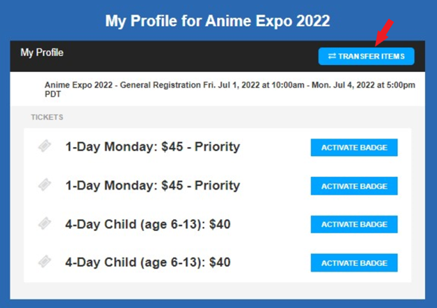 Activate a General Registration Badge 4 Day Saturday Sunday Monday  Tuesday Child  Anime Expo Help Center